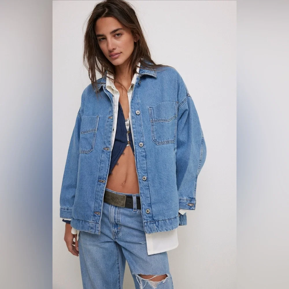 We The Free Light Blue Denim Jean Jacket - Picture 1 of 6
